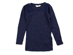 Joha navy shirt merino wool/silk  
